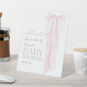 Roze boog minimalistisch meisje Baby shower welkom Reclamebord Met Voetstuk (Insitu)