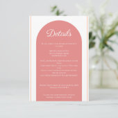Roze boog minimalistische bruiloft informatiekaartje (Staand voorkant)