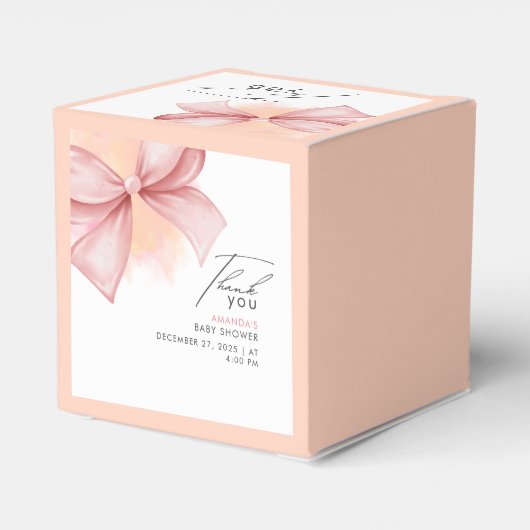 Roze boog Modern Elegant Baby shower Bedankdoosjes (Achterkant)