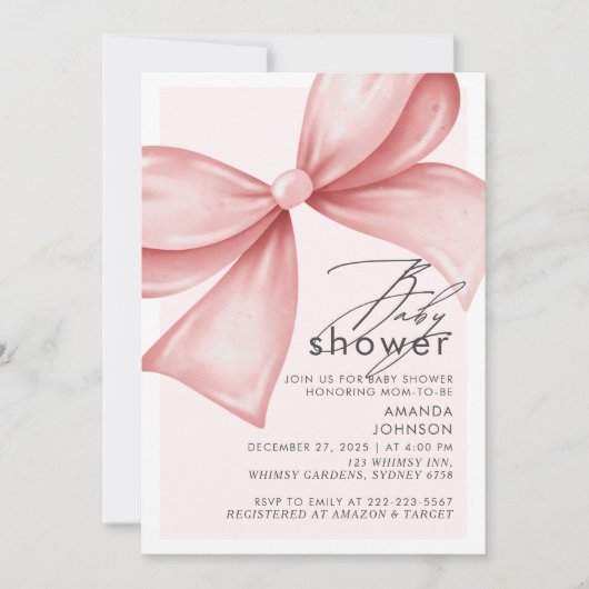 Roze boog Modern Elegant Baby shower Uitnodiging (Voorkant)