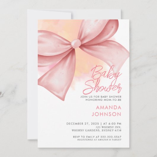 Roze boog Modern Elegant Baby shower Uitnodiging (Voorkant)