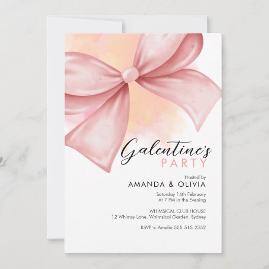 Roze boog Modern Galentine's Day Party uitnodiging (Voorkant)