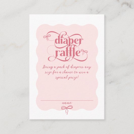 Roze boog Modern Minimal Wavy Baby shower Luier Informatiekaartje (Voorkant)