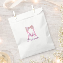 Roze boog monogram bruidsmeisje moderne girly rust bedankzakje