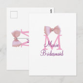 Roze boog monogram bruidsmeisje moderne girly rust briefkaart (Voorkant / Achterkant)