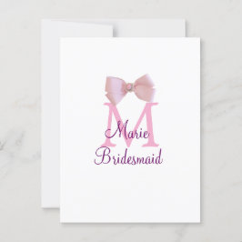 Roze boog monogram bruidsmeisje moderne girly rust briefkaart