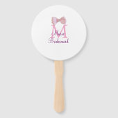 Roze boog monogram bruidsmeisje moderne girly rust handwaaier (Achterkant)