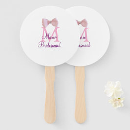 Roze boog monogram bruidsmeisje moderne girly rust handwaaier