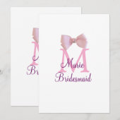 Roze boog monogram bruidsmeisje moderne girly rust kaart (Voorkant / Achterkant)