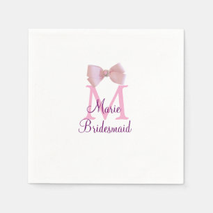 Roze boog monogram bruidsmeisje moderne girly rust servet
