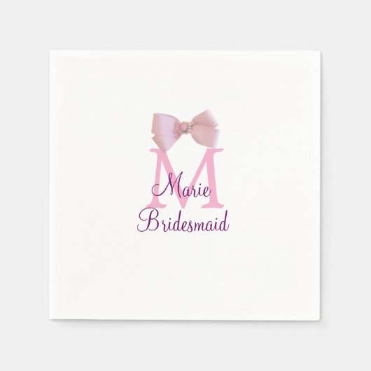 Roze boog monogram bruidsmeisje moderne girly rust servet (Voorkant)