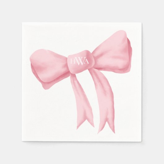 Roze Boog Monogram Preppy servet (Voorkant)