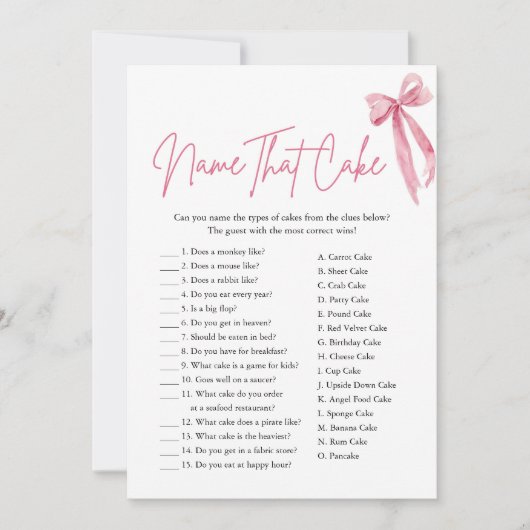 Roze boog naam die taart Vrijgezellenfeest spel Kaart (Voorkant)