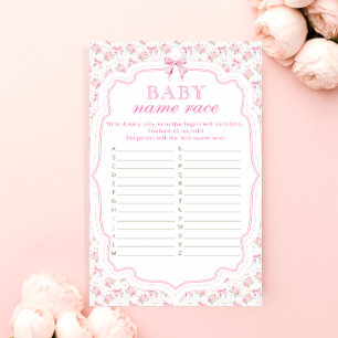 Roze boog naam ras meisje Baby shower spel