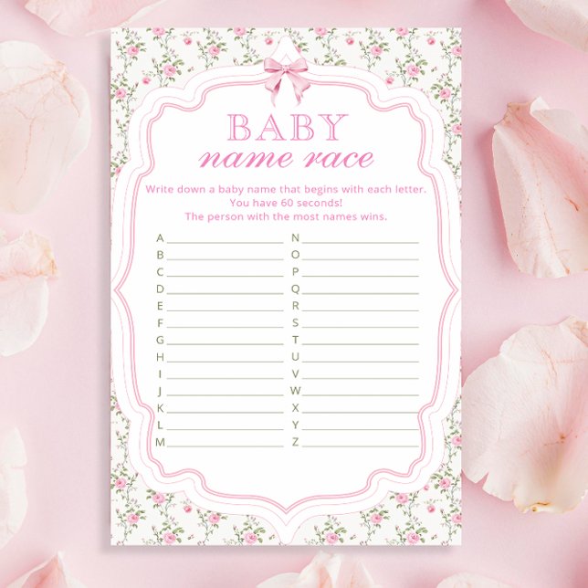 Roze boog naam ras modern elegant Baby shower spel (Creator heeft geüpload)