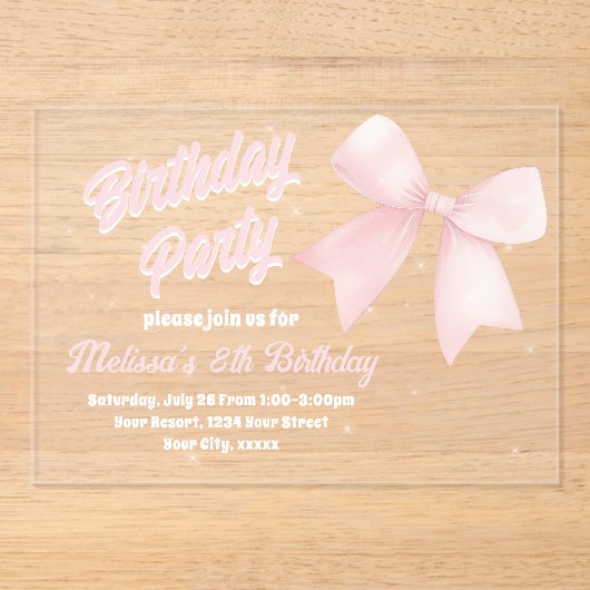 roze boog ontwerp Verjaardag uitnodiging (Voorkant)