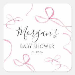 Roze boog Papieren Borden, boog thema decoraties Vierkante Sticker