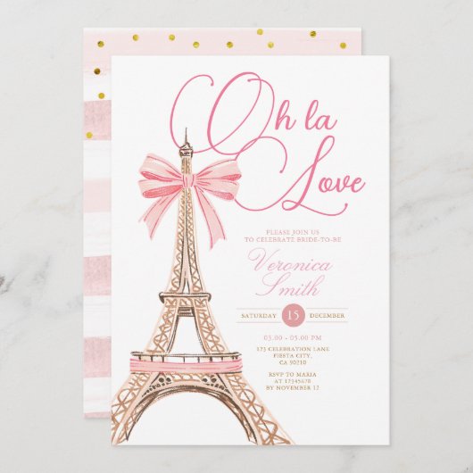 Roze boog Paris Theme Vrijgezellenfeest Kaart (Voorkant / Achterkant)