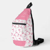 Roze boog patroon monogram gepersonaliseerd sling bag (Rechterhoek)