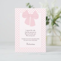 Roze boog polka dot schattige verjaardag bedankkaa