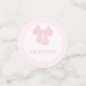 Roze boog polka dot verjaardagsfeestje confetti (Kleine voorkant)