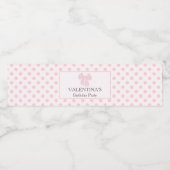 Roze boog polka dot verjaardagsfeestje waterfles etiket (Enkel label)