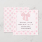 Roze boog polka dots meisjes verjaardag kaart (Voorkant / Achterkant)