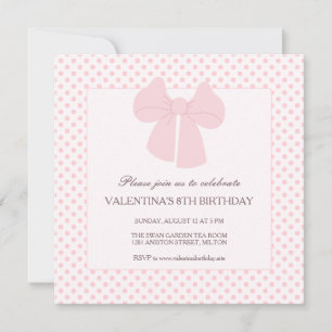Roze boog polka dots meisjes verjaardag kaart