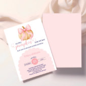 Roze boog pompoen baby shower minimalistisch kaart