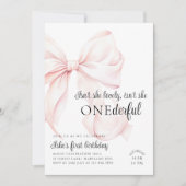 Roze boog prachtige eerste verjaardag uitnodiging (Voorkant)