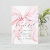 Roze boog prachtige eerste verjaardag uitnodiging (Staand voorkant)