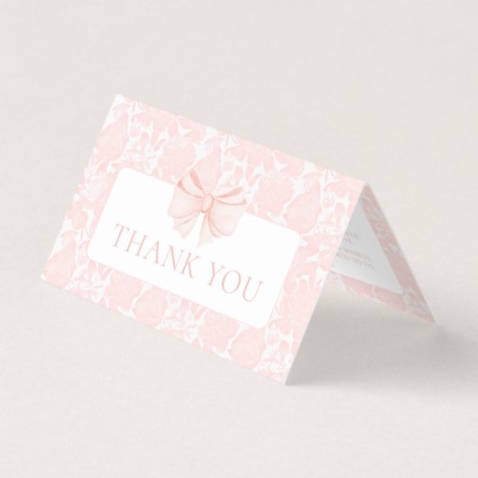 Roze boog preppy baby meisje douche dank u kaarten (Voorkant)