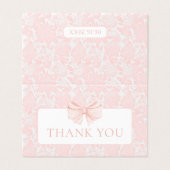 Roze boog preppy baby meisje douche dank u kaarten (Buitenkant ongevouwen)