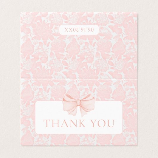 Roze boog preppy baby meisje douche dank u kaarten (Buitenkant ongevouwen)