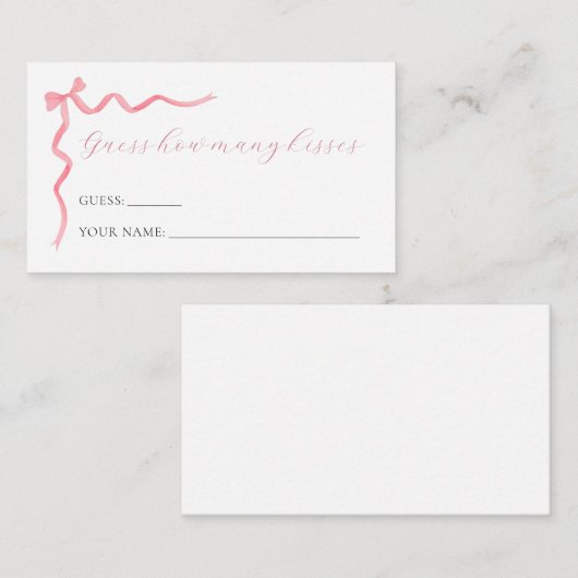 Roze boog Raad eens hoeveel kussen spel Kaart (Voorkant / Achterkant)