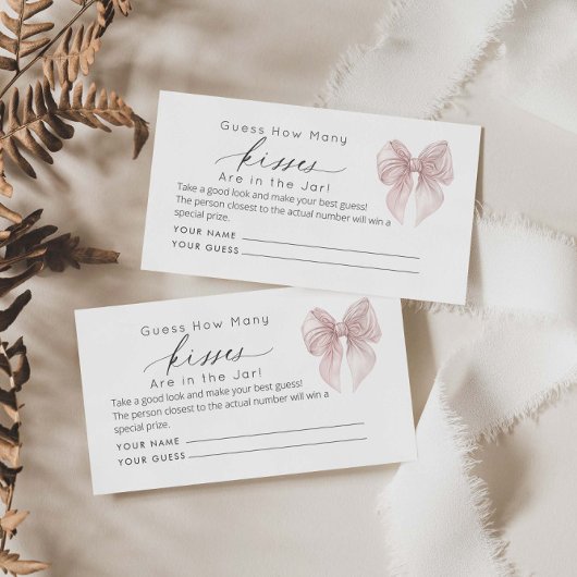 Roze boog Raad hoeveel kussen bruidsspel Informatiekaartje