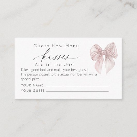 Roze boog Raad hoeveel kussen bruidsspel Informatiekaartje (Voorkant)