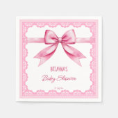 Roze boog retro kant baby shower bedrukte sjabloon servet (Voorkant)