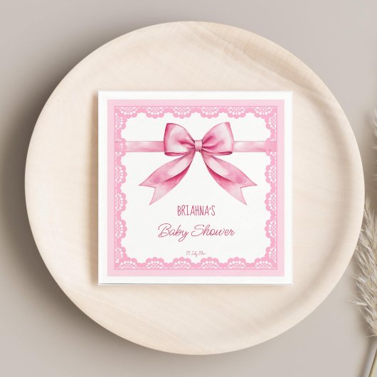 Roze boog retro kant baby shower bedrukte sjabloon servet