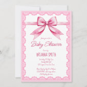 Roze boog retro kant baby shower kaart (Voorkant)