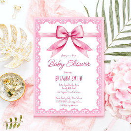 Roze boog retro kant baby shower kaart