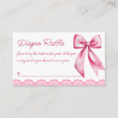 Roze boog retro kant baby shower luier loterij informatiekaartje (Voorkant)