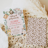 Roze Boog Safari Feest Dieren 1e Verjaardag Kaart