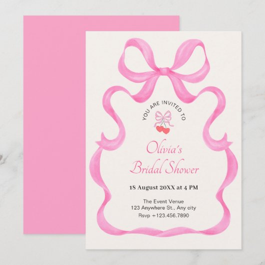 Roze boog schattig vrijgezellenfeest kaart (Voorkant / Achterkant)