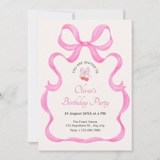 Roze boog schattige verjaardag kaart (Voorkant)