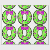 Roze boog sterren en groene kerstfeestdag, geschat cadeaupapier (Vlak)