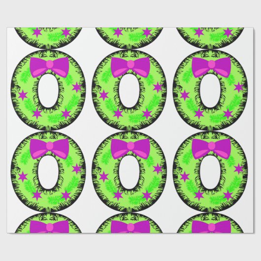 Roze boog sterren en groene kerstfeestdag, geschat cadeaupapier (Vlak)