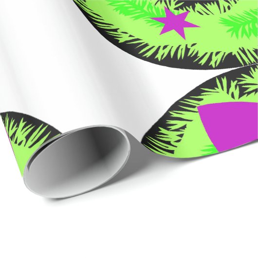 Roze boog sterren en groene kerstfeestdag, geschat cadeaupapier (Rol Hoek)