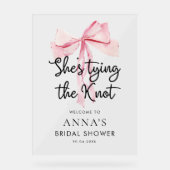 Roze Boog Tying The Knot Vrijgezellenfeest Acryl Bord (Voorkant)