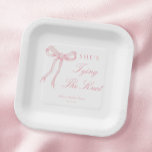 Roze Boog Tying The Knot Vrijgezellenfeest Papieren Bordje<br><div class="desc">Roze Boog Tying The Knot Vrijgezellenfeest Papier Platers</div>